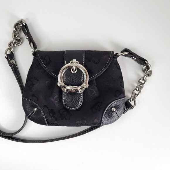 Kathy Van Zeeland Black Mini Crossbody I Chain Strap, Signature Logo, Crown Buck - Picture 2 of 11
